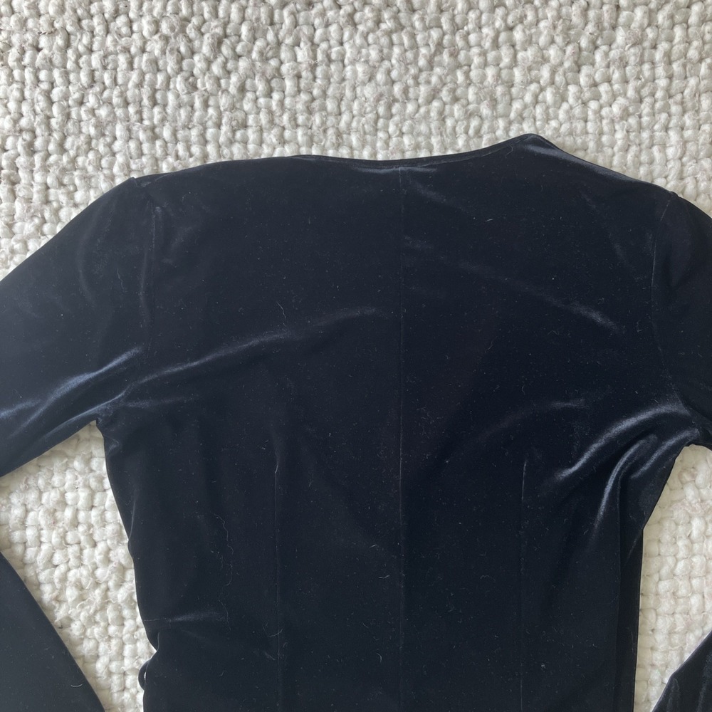 VTG Ann Taylor Black Velvet Wrap Cardigan Medium Whimsigoth 90's - Picture 6 of 10